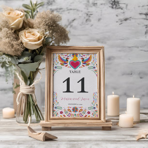 Mexican Fiesta Colourful Flowers Botanical Wedding Table Number