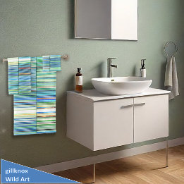 Mexican Fiesta Cool Blue Stripes Bath Towel Set