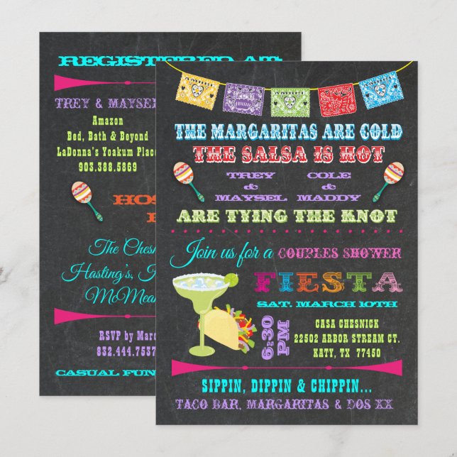 Mexican Fiesta Couples Bridal Shower Invitation (Front/Back)