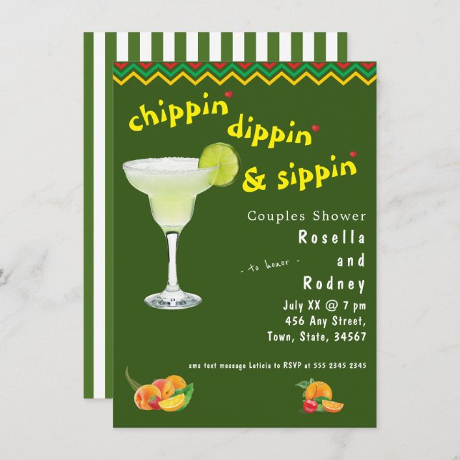 Mexican Fiesta Couples Shower 🎉 Fun Margarita  Invitation (Front/Back)
