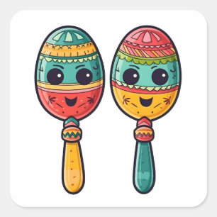 Mexican Fiesta Cute Maracas Square Sticker