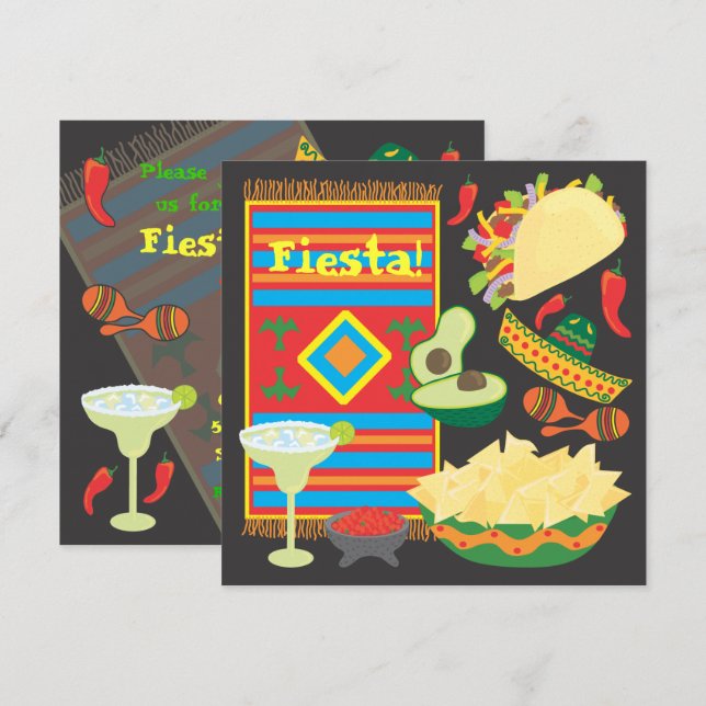 Mexican Fiesta Dinner Party Invitation (Front/Back)