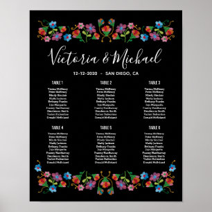 Mexican Fiesta Embroidery Floral Seating Chart