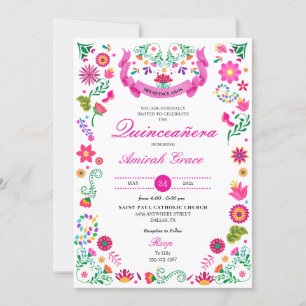 Mexican Fiesta Embroidery Quinceañera Invitation