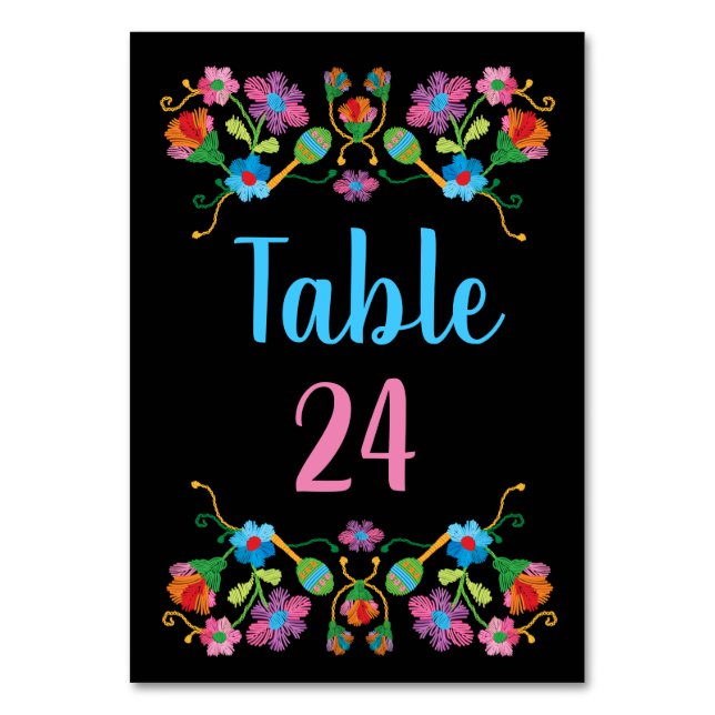 Mexican Fiesta Embroidery Table Numbers (Front)