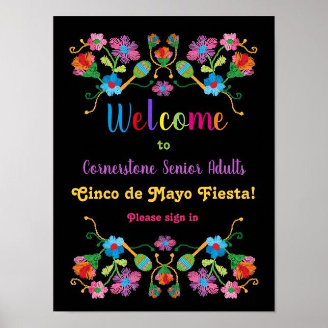Mexican Fiesta Embroidery Welcome Poster (Front)