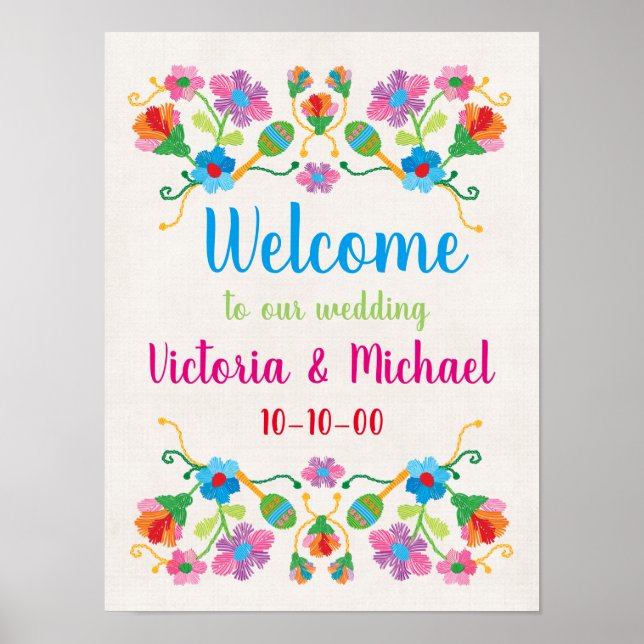 Mexican Fiesta Embroidery Welcome Poster (Front)