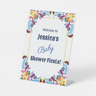 Mexican Fiesta Floral Baby Shower Invitation Pedestal Sign