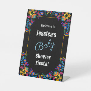 Mexican Fiesta Floral Baby Shower Invitation Pedestal Sign