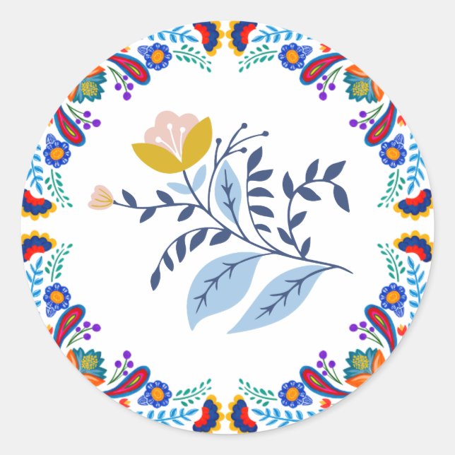 Mexican Fiesta Floral Baby Shower Sticker  (Front)