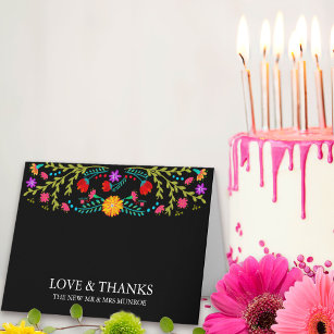 Mexican Fiesta Floral Black Personalised Thank You Card