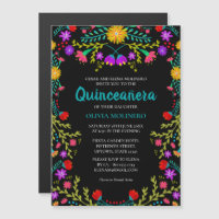 Mexican Fiesta Floral Black Quinceanera Party