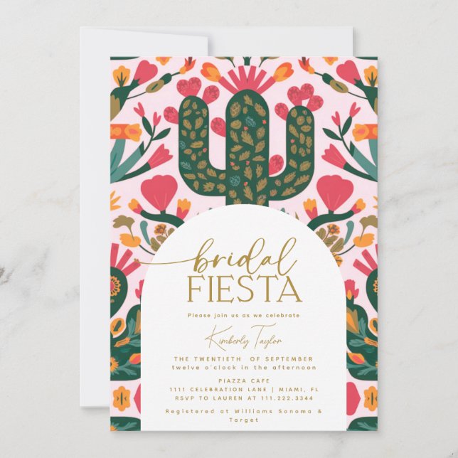 Mexican Fiesta Floral Bridal Fiesta Shower Invitation (Front)