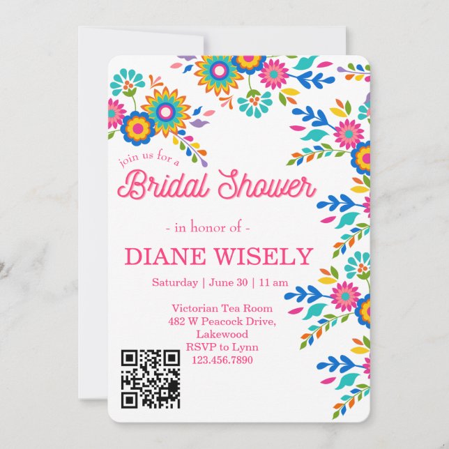 Mexican Fiesta Floral Bridal Shower Invite (Front)