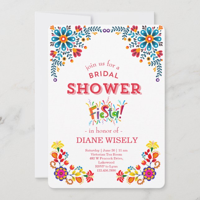 Mexican Fiesta Floral Bridal Shower Invite (Front)