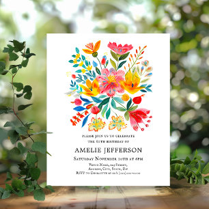 Mexican Fiesta Floral Budget Birthday Invitation
