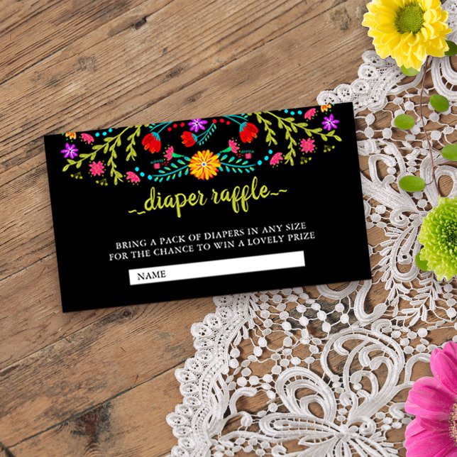 Mexican Fiesta Floral Diaper Raffle Baby Shower Enclosure Card (Baby Shower diaper raffle tickets from my Mexican Fiesta Floral collection
)
