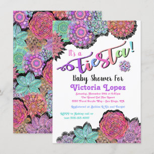 Mexican Fiesta Floral Mandala Baby Shower Invitation