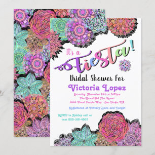 Mexican Fiesta Floral Mandala Bridal Shower Invitation
