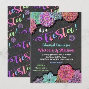 Mexican Fiesta Floral Mandala Rehearsal Dinner Invitation