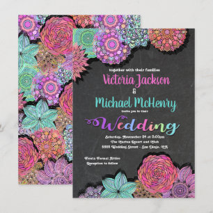 Mexican Fiesta Floral Mandala Wedding Invitations