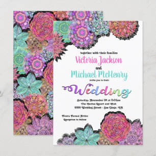 Mexican Fiesta Floral Mandala Wedding Invitations
