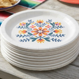 Mexican Fiesta Floral Party Paper Plate