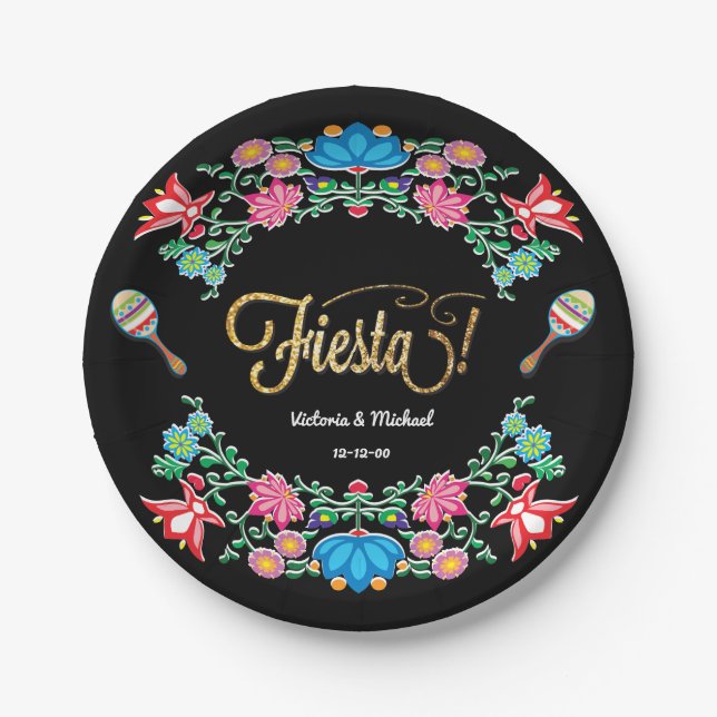 Mexican Fiesta Floral Party Plates (Front)