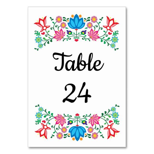 Mexican Fiesta Floral Table Numbers (Front)