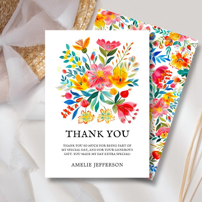 Mexican Fiesta Floral Theme  Thank You Card (Creator Uploaded)