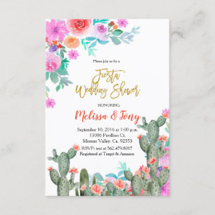 Mexican Fiesta Floral Wedding shower Cactus Invitation