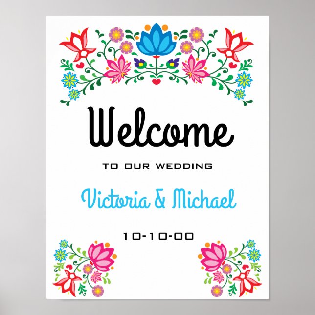 Mexican Fiesta Floral Welcome Poster (Front)