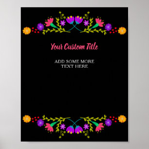 Mexican Fiesta Flower Any Custom Text Poster