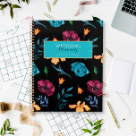 Mexican Fiesta Flower Black Wedding Planner<br><div class="desc">Watercolor Mexican Fiesta Flower Wedding Planner. We love bright colours and bold designs, so we want something that would be fun and whimsical but still classy enough for a wedding. This wedding planner binder has an abundance of colourful flowers and modern typography on a white background for a sophisticated floral...</div>