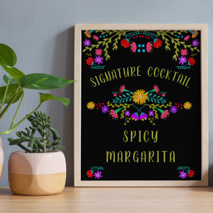 Mexican Fiesta Flower Signature Cocktail Bar Sign