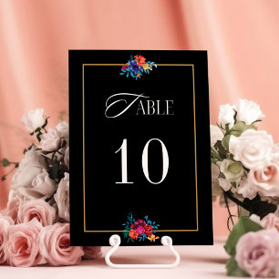 Mexican Fiesta Flower Wedding Black Table Num Number