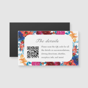 Mexican Fiesta Flower Wedding Details Magnet Card