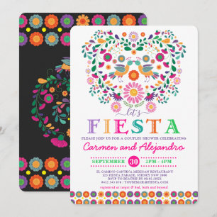 Mexican Fiesta Flowers Couples Shower Engagement Invitation