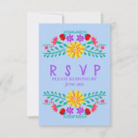 Mexican Fiesta Flowers Light Blue Quinceanera