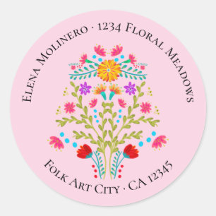 Mexican Fiesta Flowers Pink Return Address Label