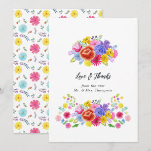 Mexican Fiesta Folk Art Floral Wedding Thank You Card