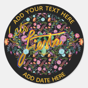 Mexican Fiesta Folk Flowers Personalised Classic Round Sticker