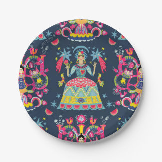 Mexican Fiesta Frida Paper Plate