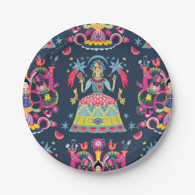 Mexican Fiesta Frida Paper Plate (Front)