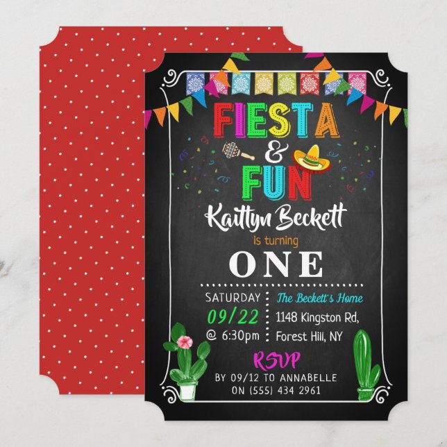 Mexican Fiesta & Fun 1st Birthday Invitation (Front/Back)