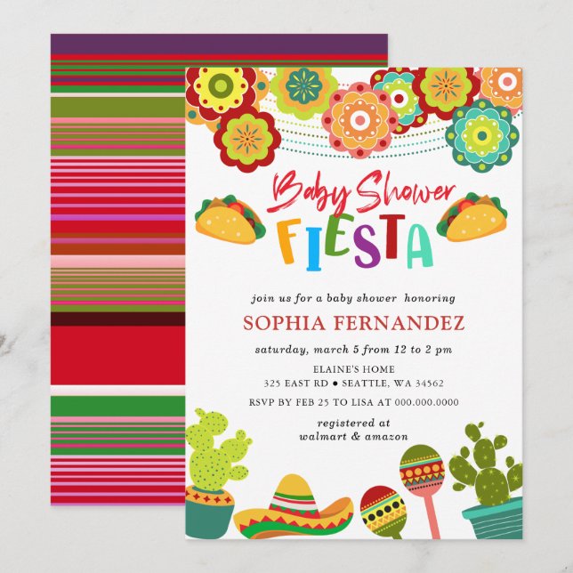 Mexican Fiesta Gender Neutral Baby Shower Invitation (Front/Back)