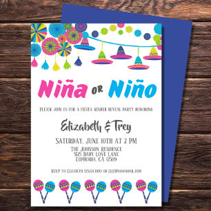 Mexican Fiesta Gender Reveal Niña or Niño Invitation