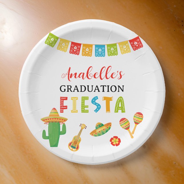 Mexican Fiesta Graduation Party Paper Plate (Creator Uploaded)