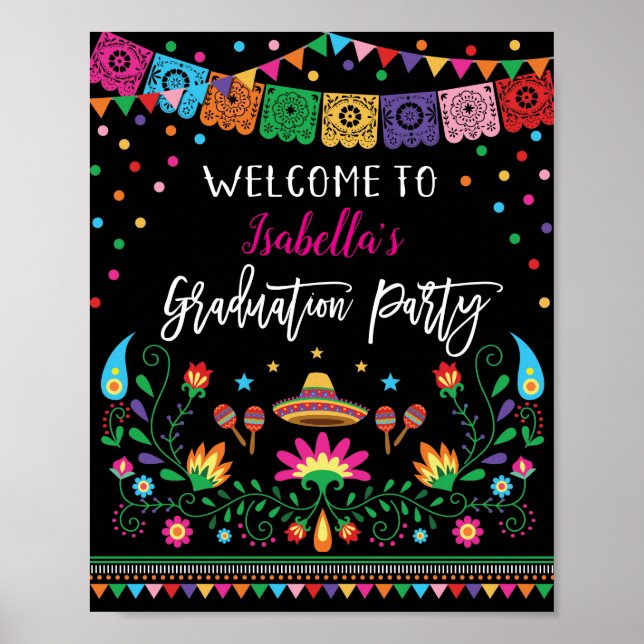 Mexican Fiesta Graduation Party Welcome Poster (Front)