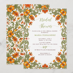 Mexican Fiesta Green Talavera Bridal Shower Invitation